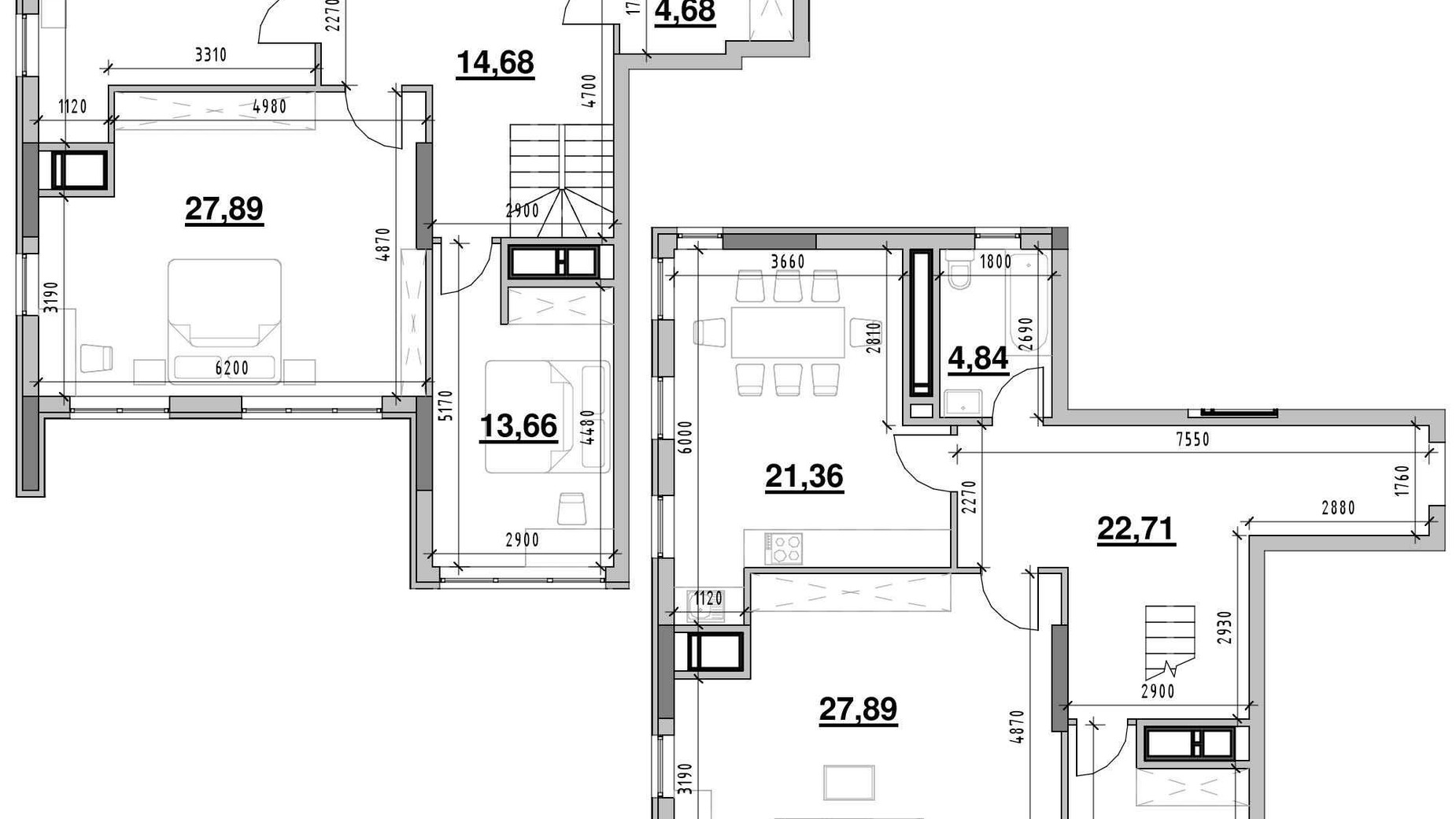 Планування багато­рівневої квартири в ЖК Nordica Residence 181.83 м², фото 502078