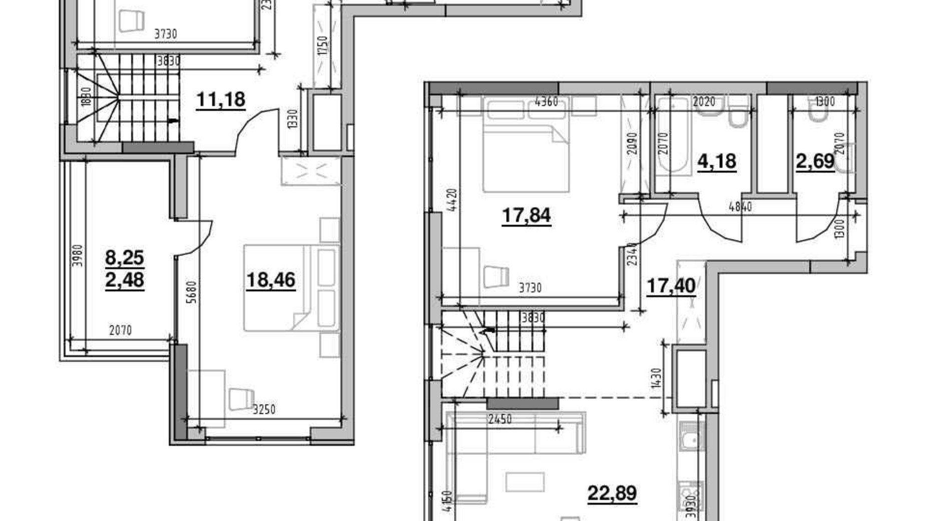 Планування багато­рівневої квартири в ЖК Nordica Residence 132.36 м², фото 502086