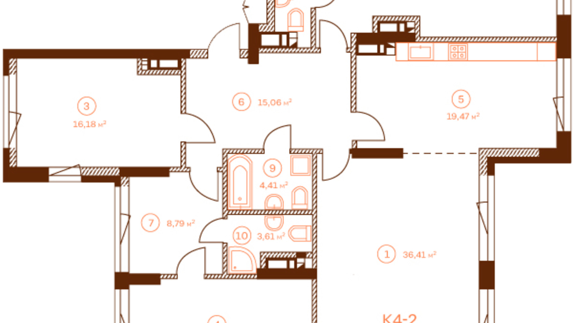 Планування 3-кімнатної квартири в ЖК Stanford 148.77 м², фото 502417