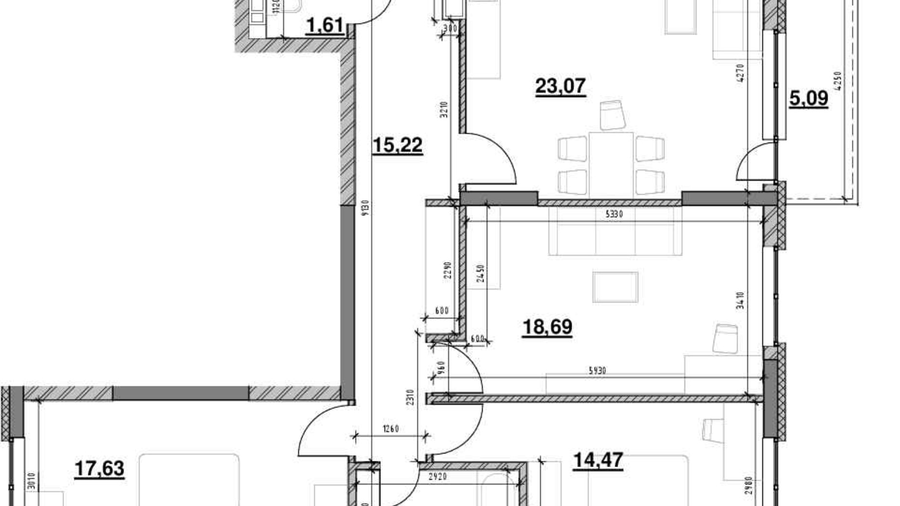 Планування 3-кімнатної квартири в ЖК Ok'Land 101.99 м², фото 502509
