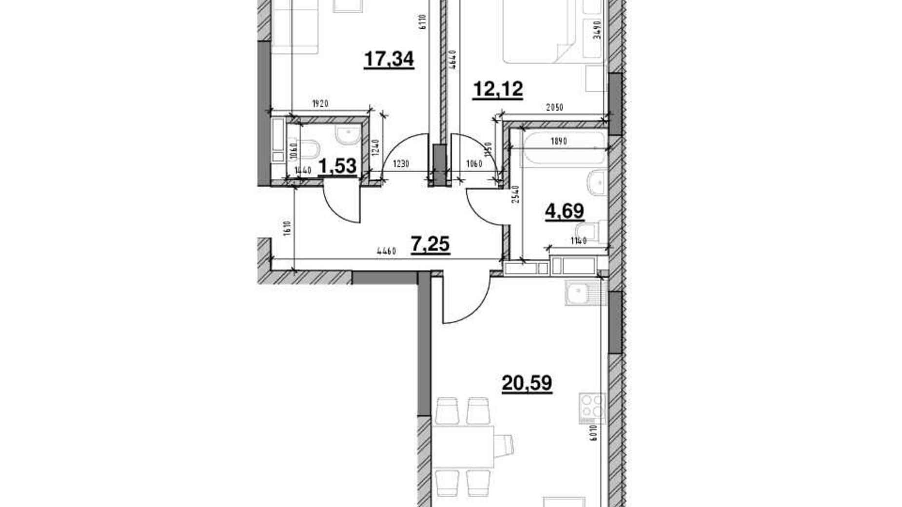 Планування 2-кімнатної квартири в ЖК Ok'Land 75.55 м², фото 502524