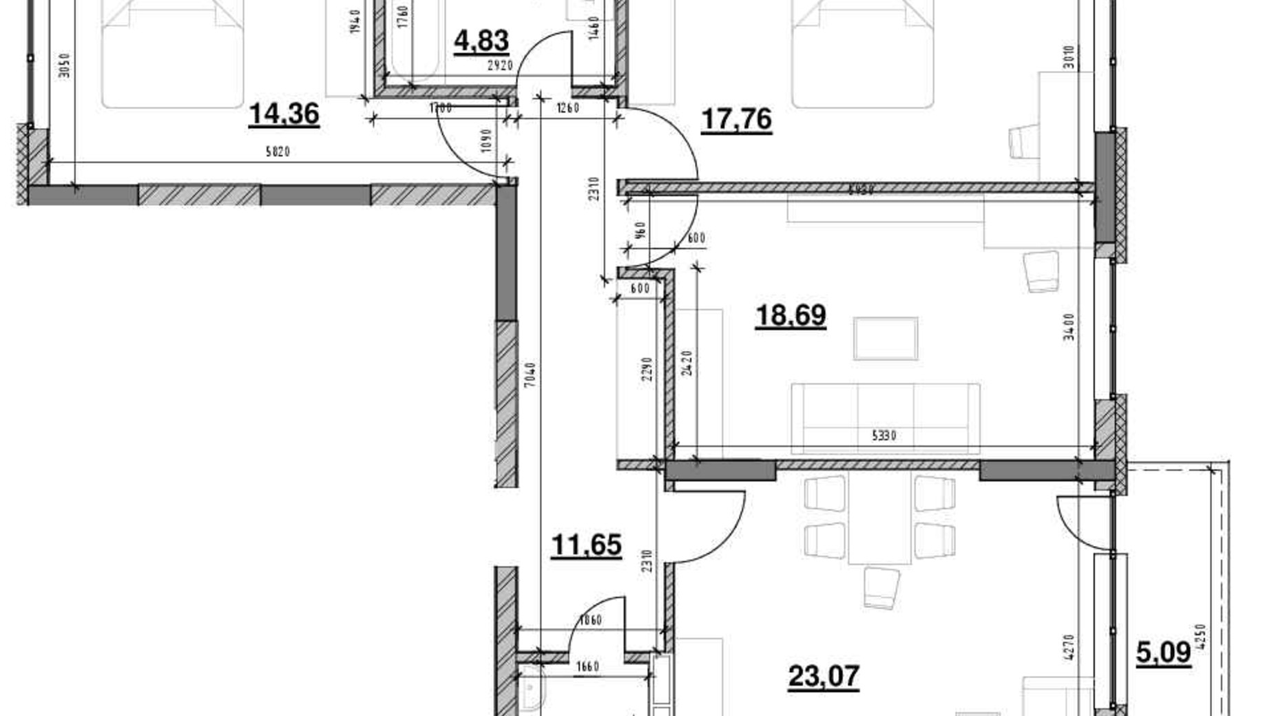 Планування 3-кімнатної квартири в ЖК Ok'Land 98.54 м², фото 502525