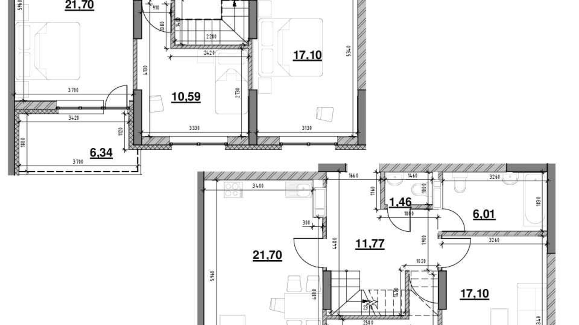 Планування багато­рівневої квартири в ЖК Ok'Land 153.29 м², фото 502529