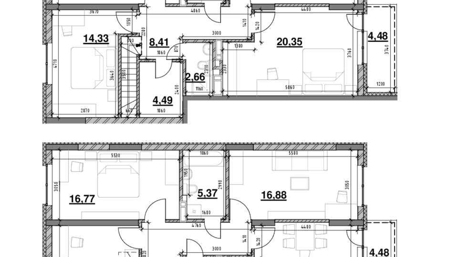 Планировка много­уровневой квартиры в ЖК Ok'Land 190.58 м², фото 502537