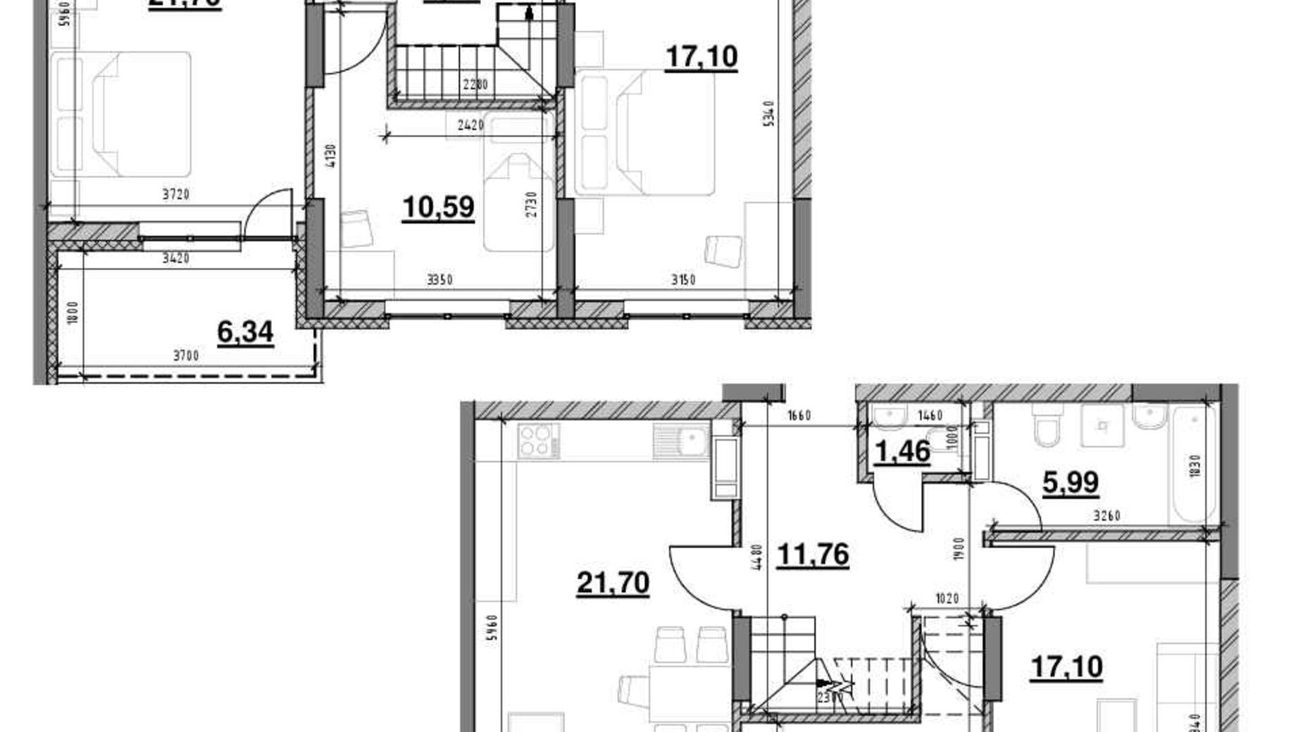 Планування багато­рівневої квартири в ЖК Ok'Land 147.27 м², фото 502545
