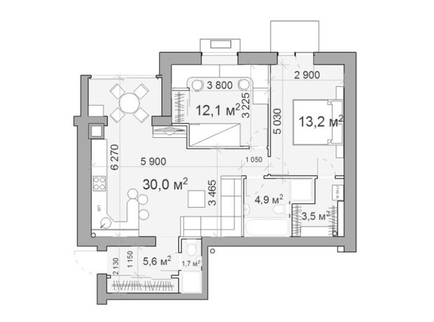ЖК Forest hill: планировка 3-комнатной квартиры 70 м²