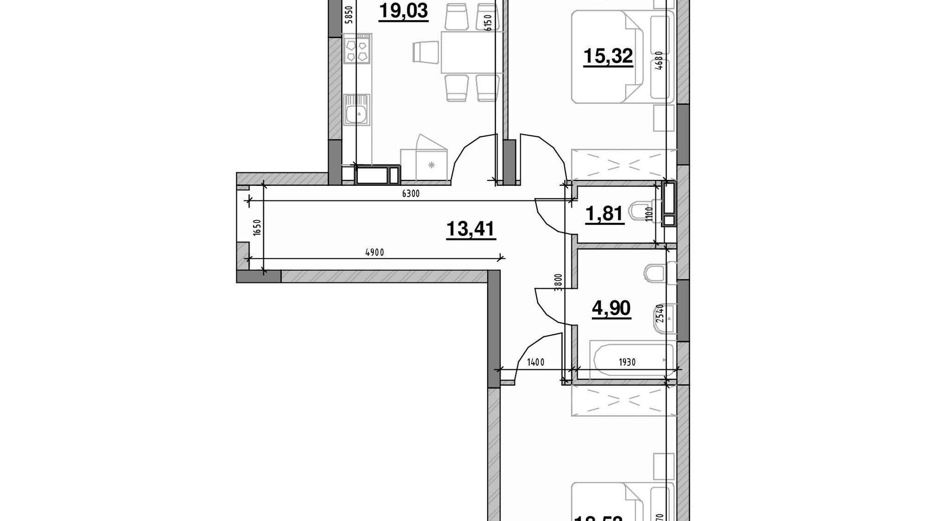 Планування 2-кімнатної квартири в ЖК Ok'Land 76.68 м², фото 502990