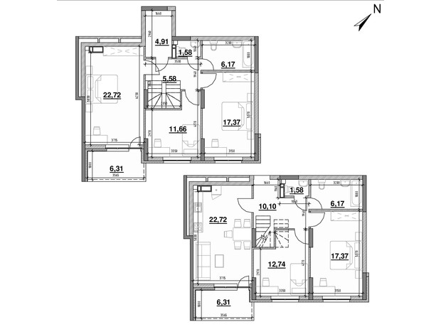 ЖК Ok'Land: планировка 5-комнатной квартиры 153.29 м²