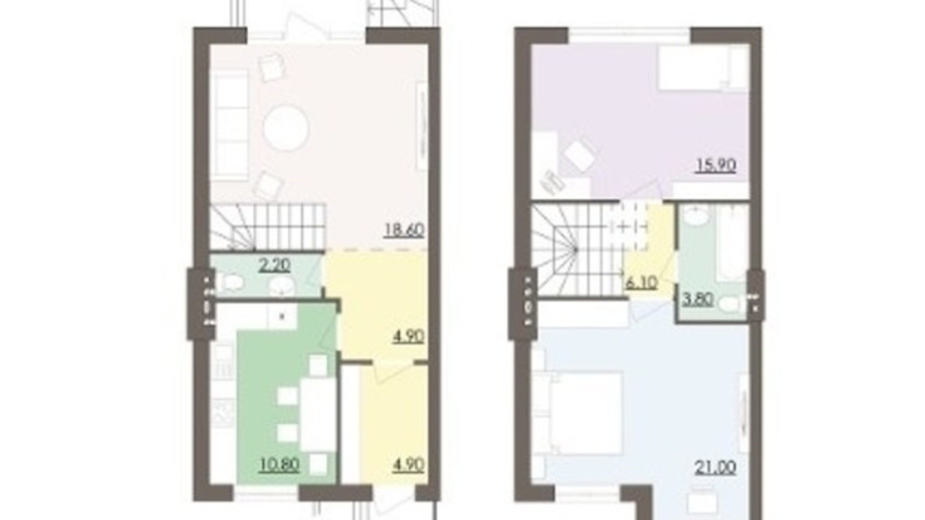 Планування таунхауса в Таунхаус Мальованка 87.95 м², фото 503590