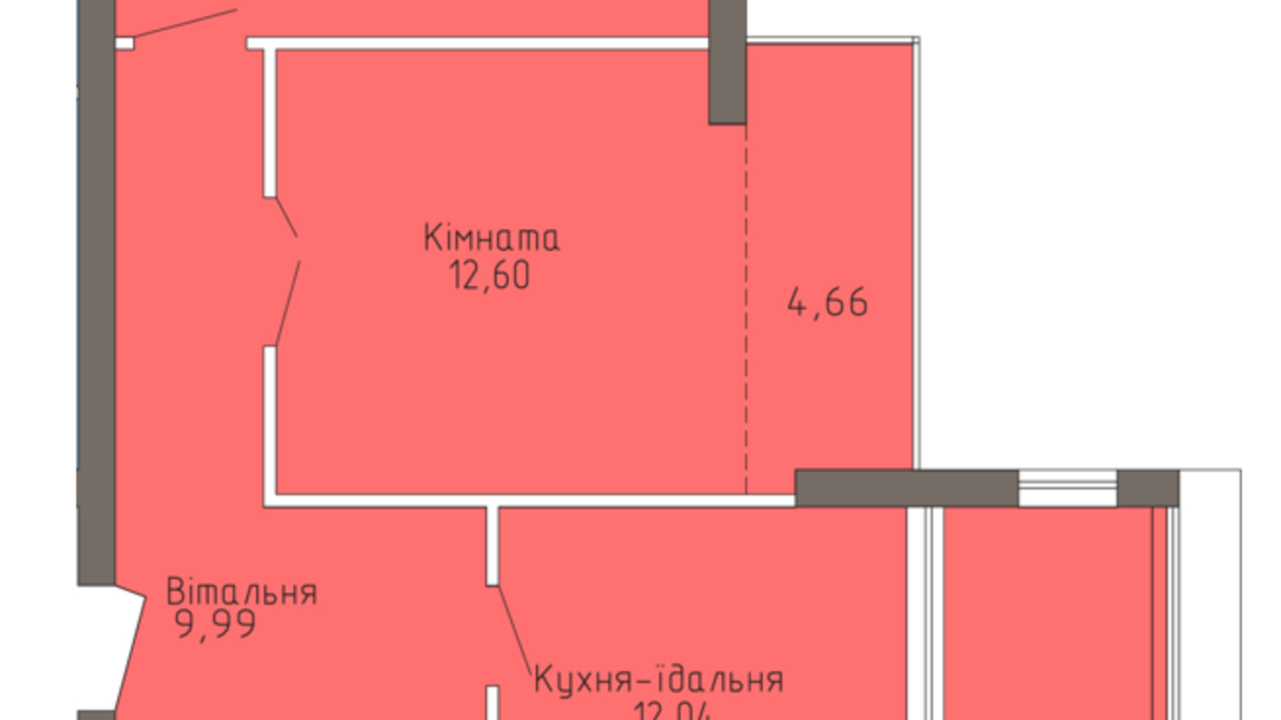 Планировка 2-комнатной квартиры в ЖК Магнолия 59.59 м², фото 503601
