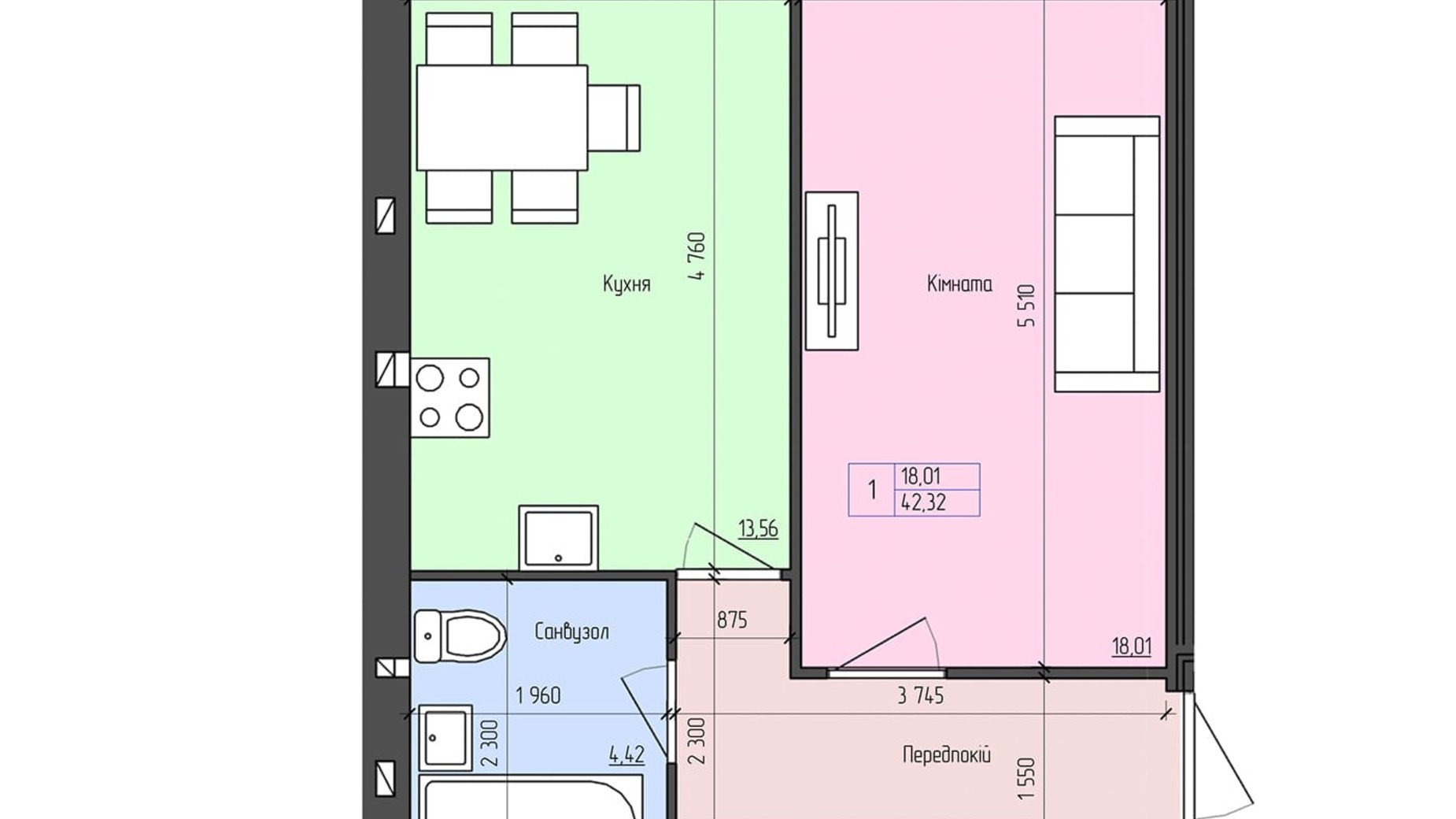 Планировка 1-комнатной квартиры в ЖК София 37.81 м², фото 503717