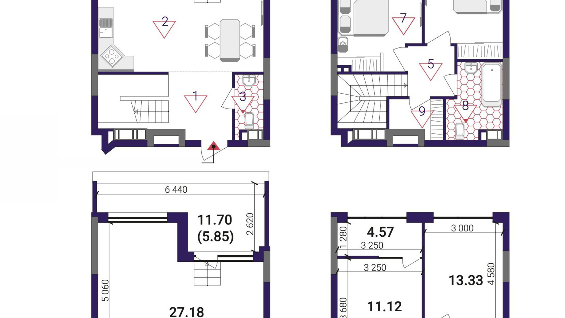 Планування багато­рівневої квартири в ЖК Great 87.92 м², фото 503798