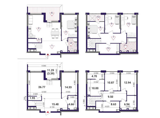 ЖК Great: планировка 4-комнатной квартиры 132.42 м²