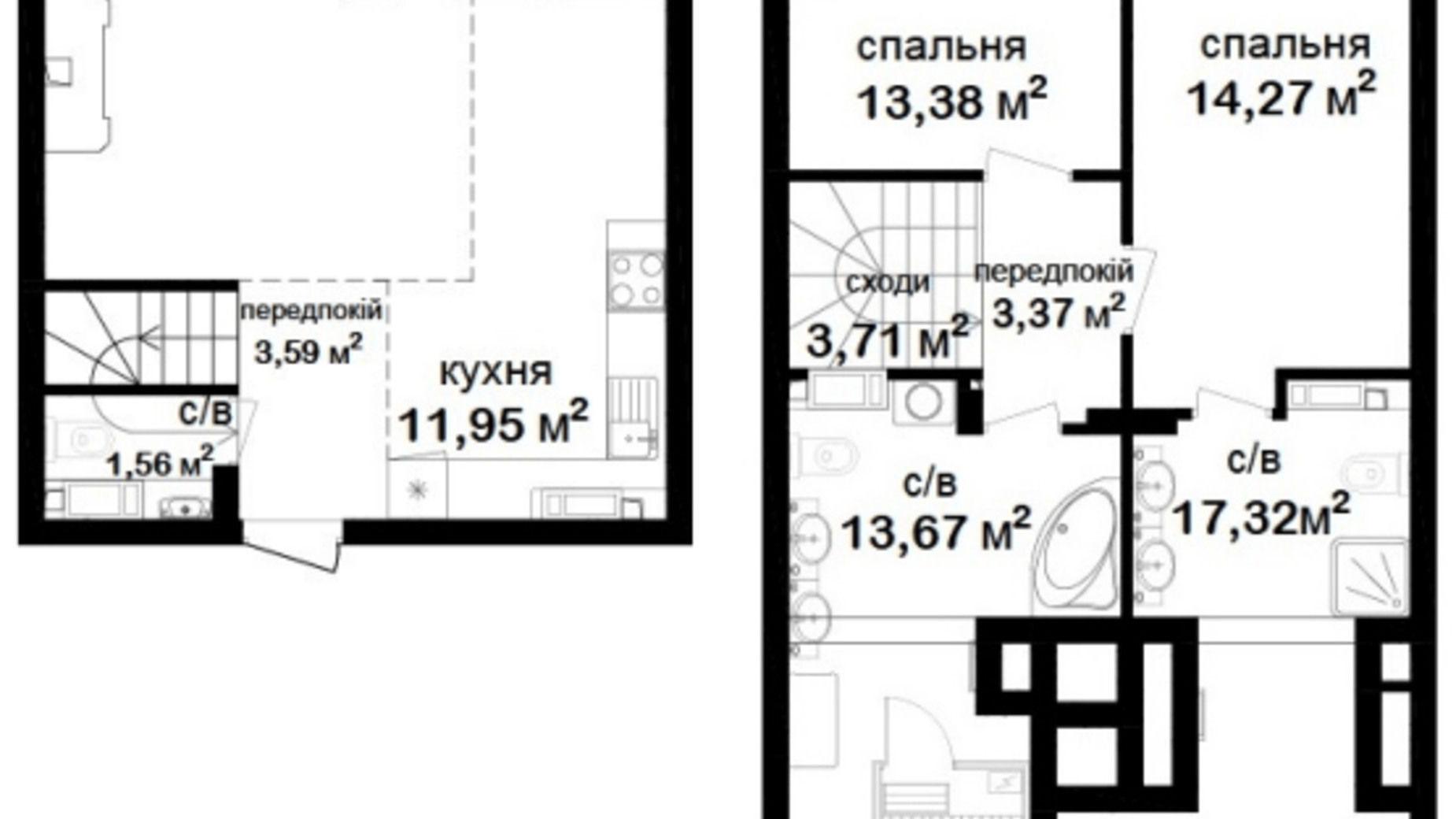 Планировка 3-комнатной квартиры в ЖК Феофания City 102.34 м², фото 505094
