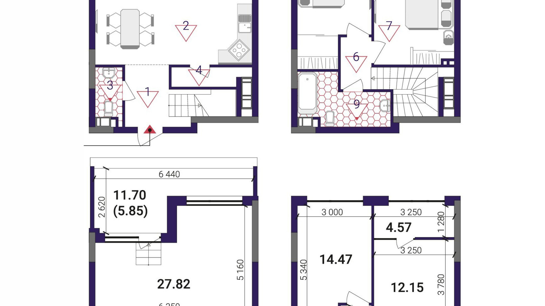 Планировка много­уровневой квартиры в ЖК Great 86.34 м², фото 505166