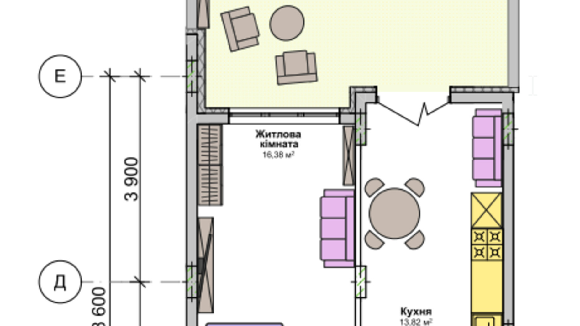 Планування 1-кімнатної квартири в ЖК Orange Park 47.28 м², фото 505414