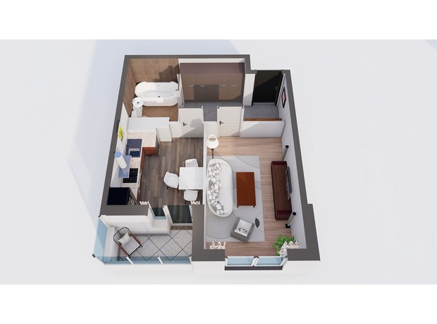 ЖК Orange Park: планування 1-кімнатної квартири 38.72 м²