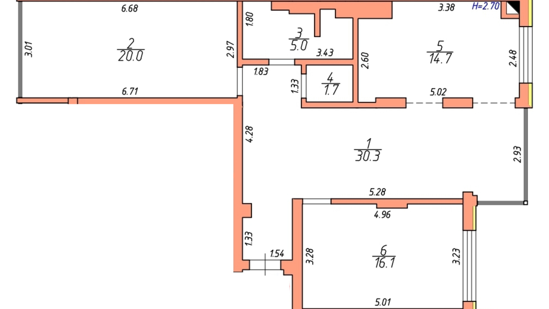 Планировка 3-комнатной квартиры в ЖК Престижный 87.8 м², фото 505662
