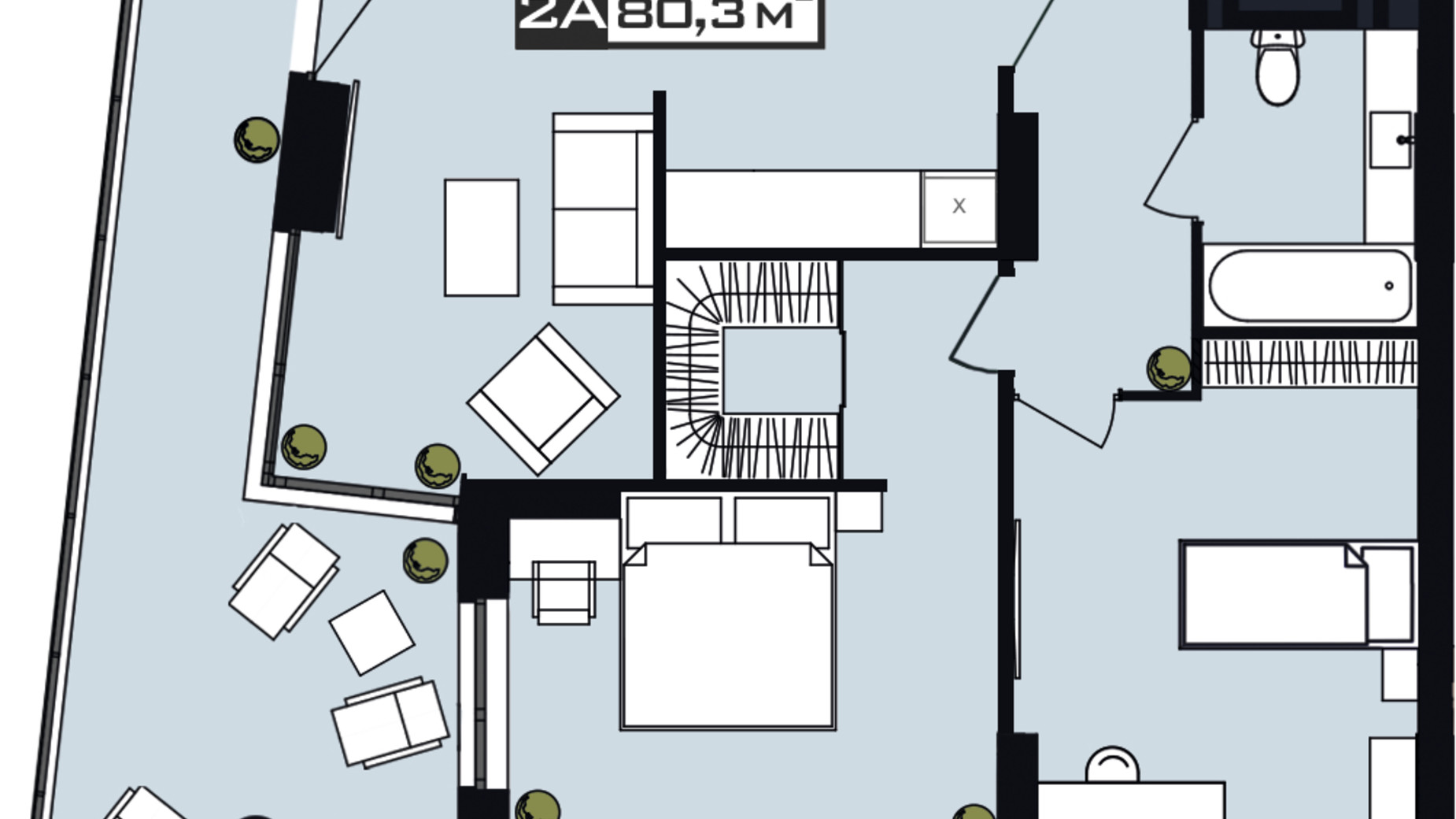 Планування 3-кімнатної квартири в ЖК Peyot 92 м², фото 506411