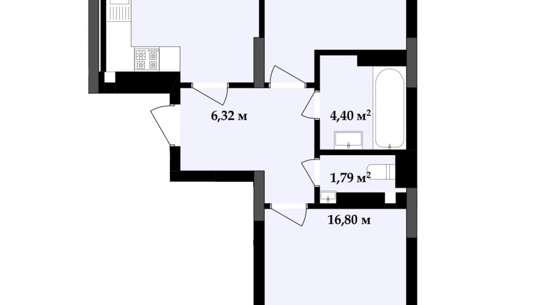 Планировка 2-комнатной квартиры в ЖК Империя 61.7 м², фото 506841