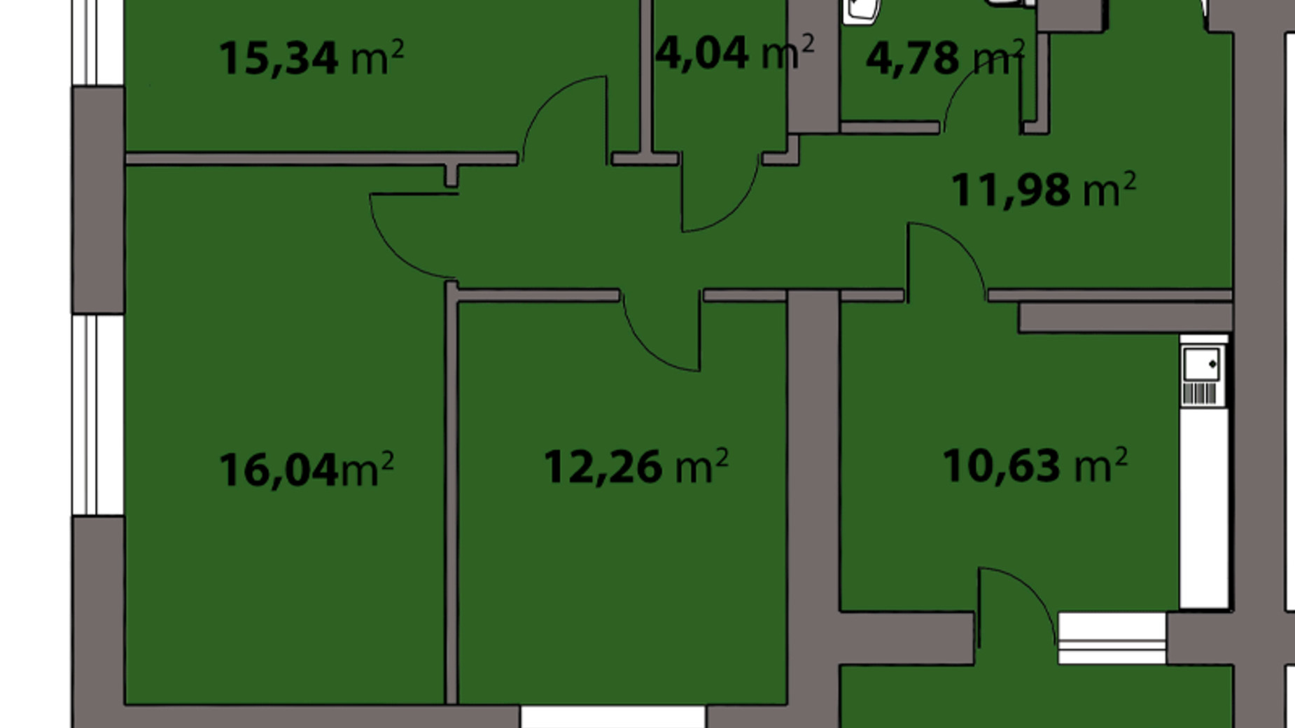 Планування 3-кімнатної квартири в ЖК Парковий на Дніпрі 80.1 м², фото 506853