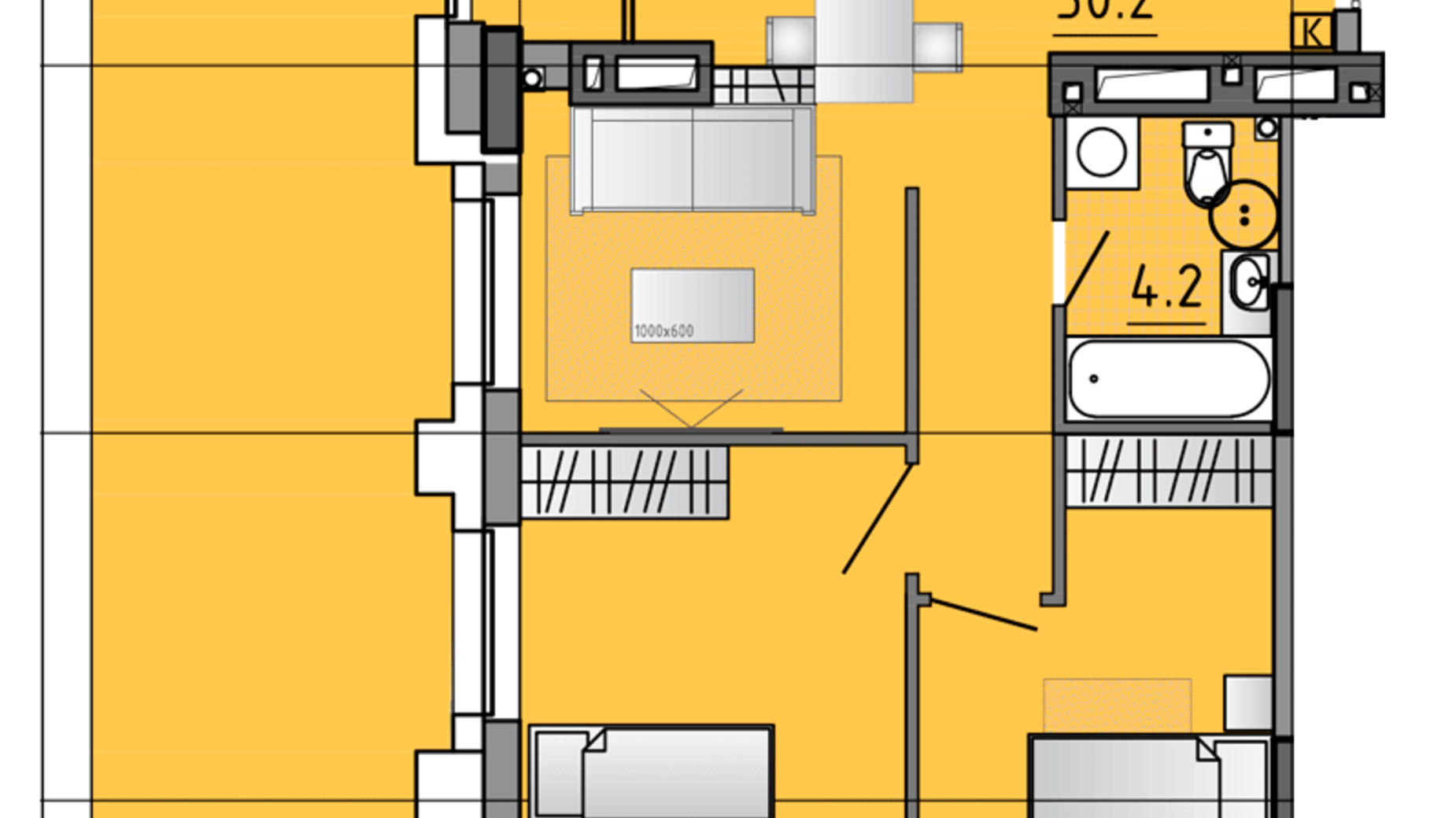 Планировка 2-комнатной квартиры в ЖК Космос 64 м², фото 507031