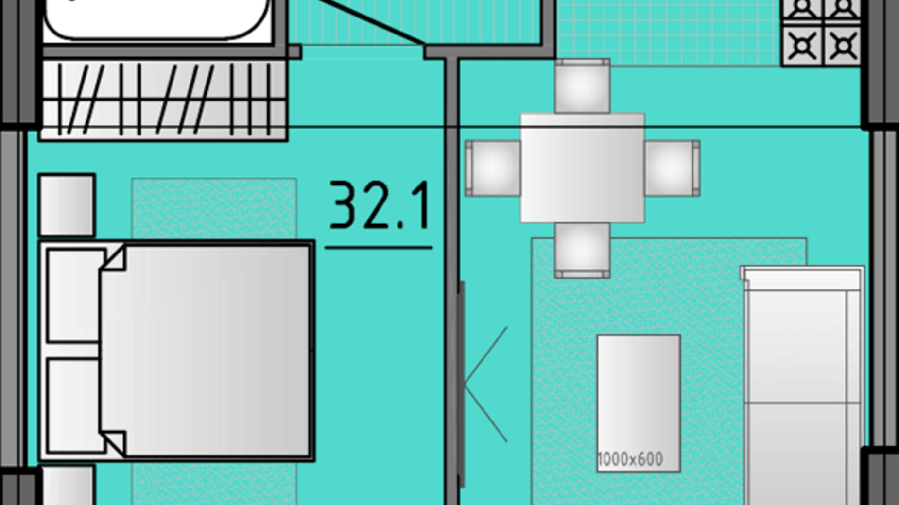 Планировка 1-комнатной квартиры в ЖК Космос 38.8 м², фото 507041