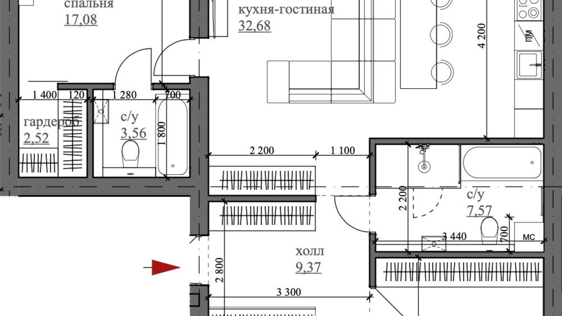 Планування 4-кімнатної квартири в ЖК Apartment like House 125.02 м², фото 507945