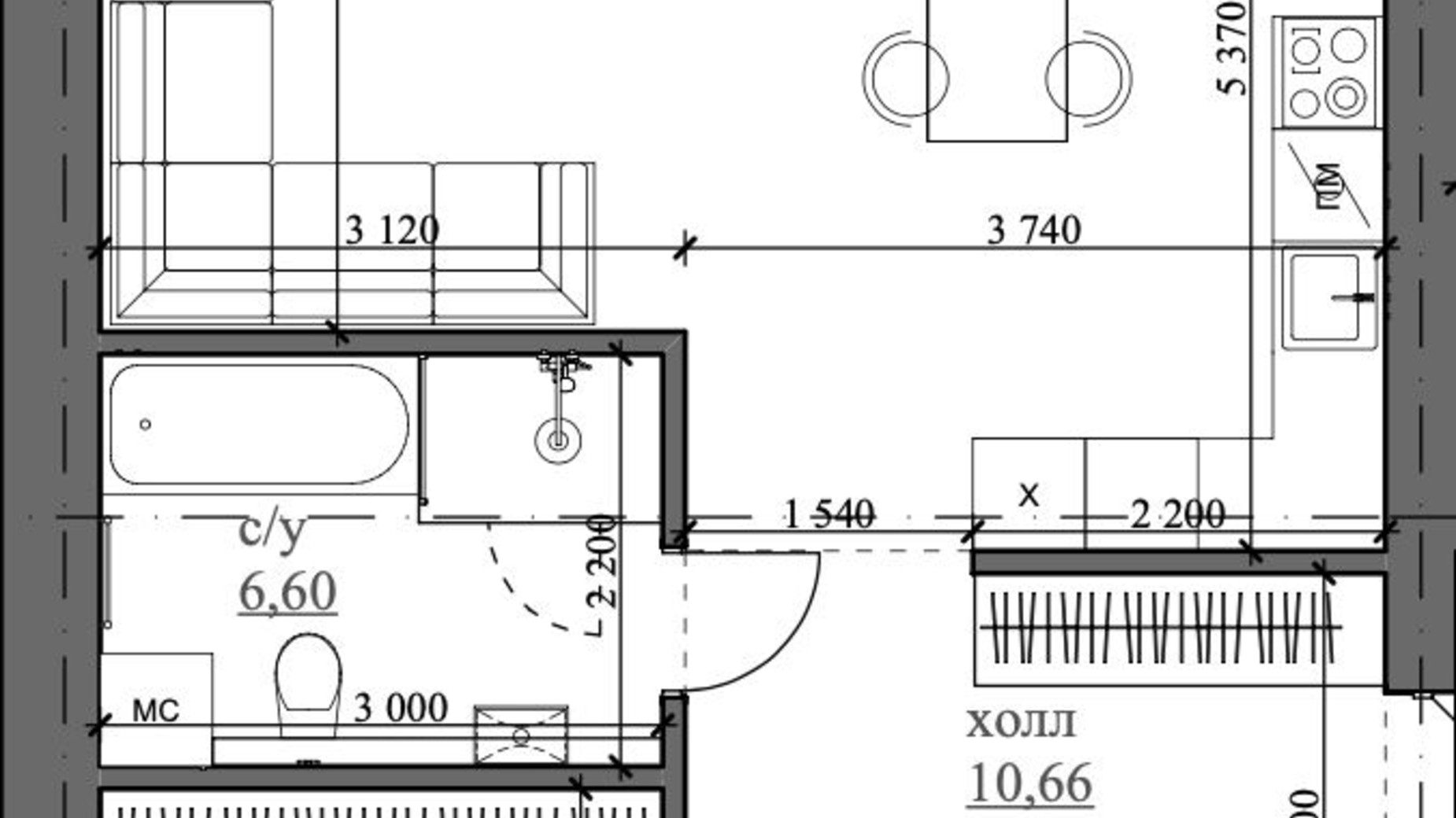 Планування 3-кімнатної квартири в ЖК Apartment like House 102.64 м², фото 507946