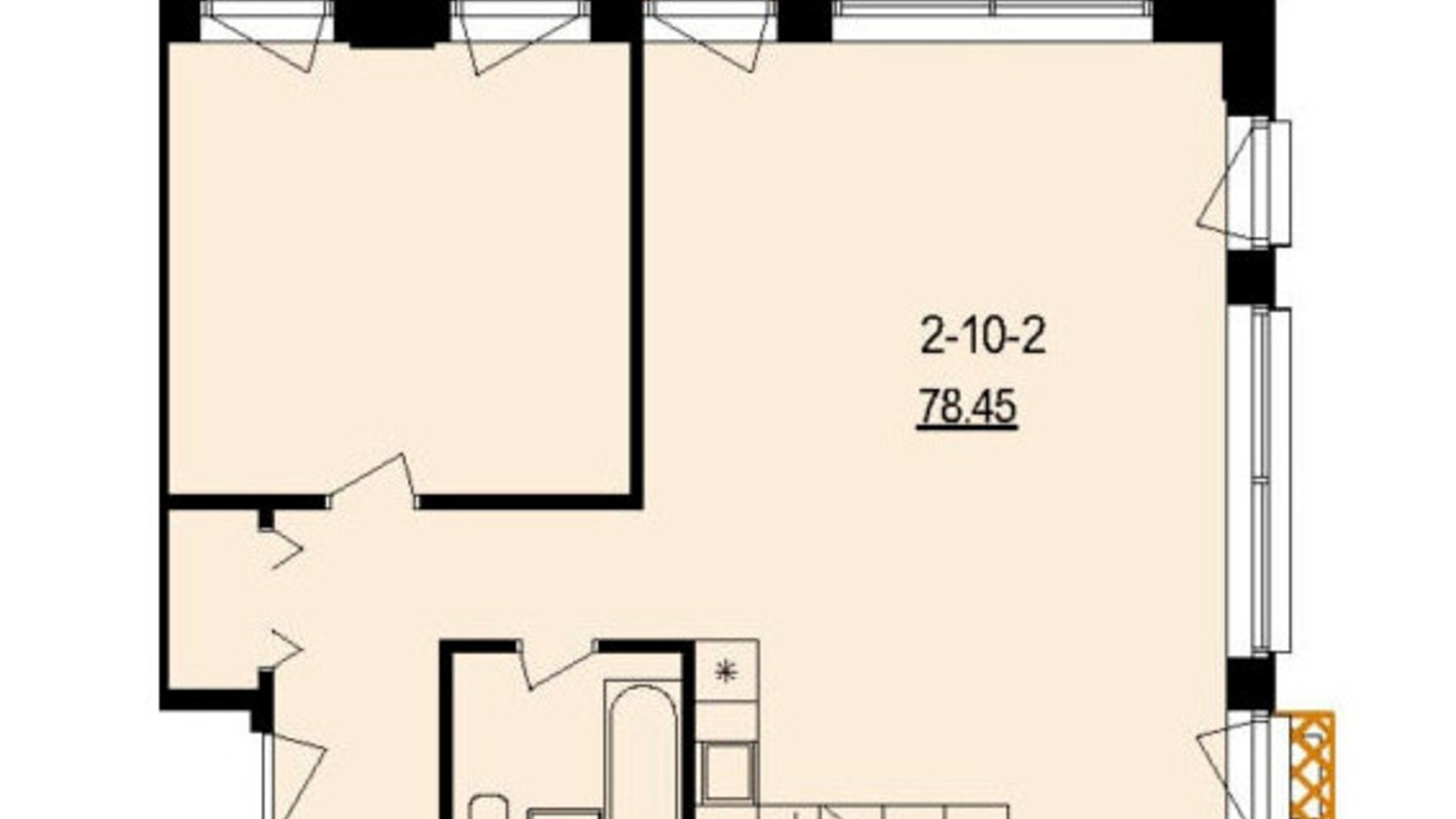 Планировка 2-комнатной квартиры в ЖК DeLight Hall 78.5 м², фото 507948