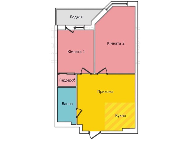 ЖК Київський: планування 2-кімнатної квартири 48 м²