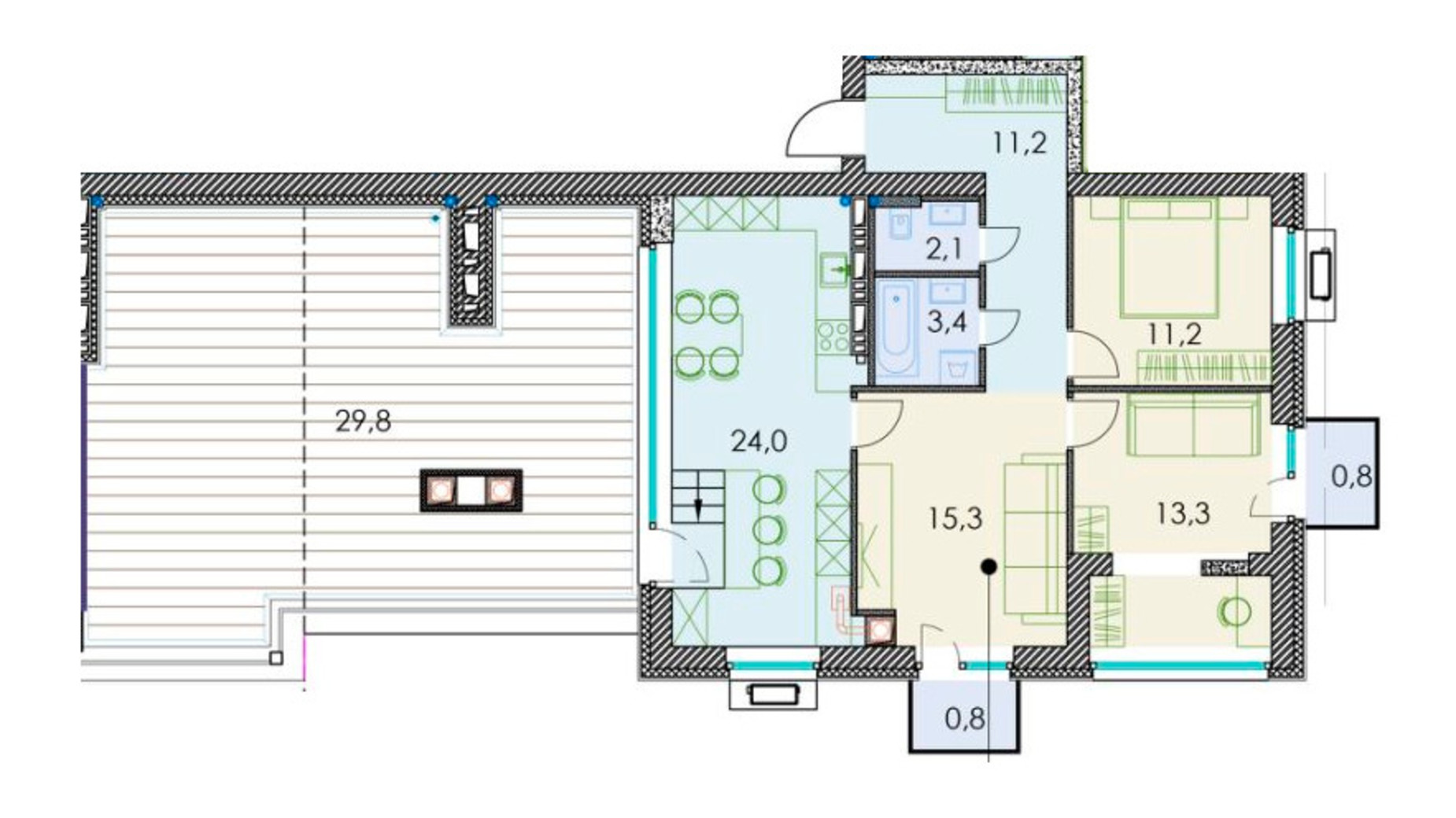 Планування 3-кімнатної квартири в ЖК Forest hill 114 м², фото 508359