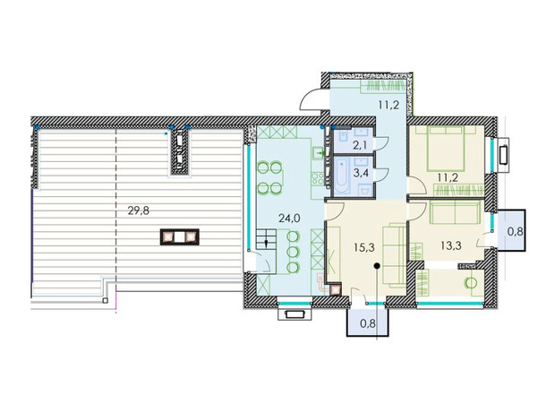 ЖК Forest hill: планування 3-кімнатної квартири 114 м²
