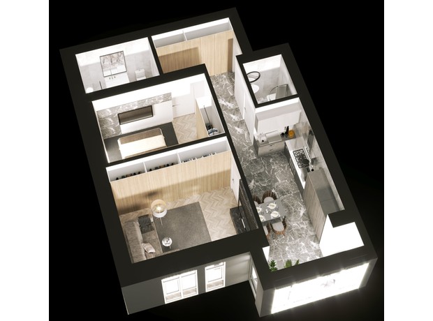 ЖК Гостомельські Липки 5: планування 2-кімнатної квартири 61.3 м²