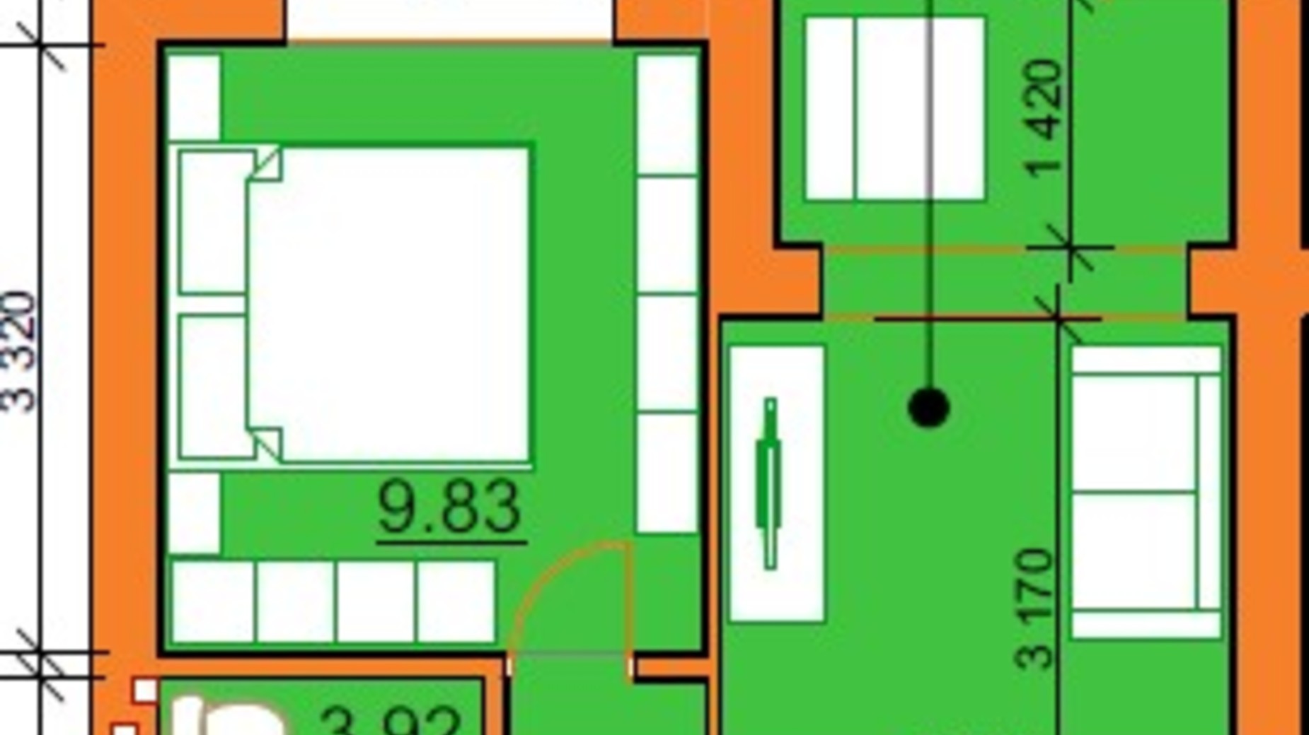 Планування 1-кімнатної квартири в ЖК Гостомельські Липки 5 41.1 м², фото 508439