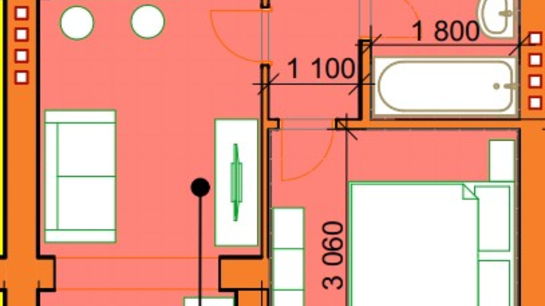 Планування 1-кімнатної квартири в ЖК Гостомельські Липки 5 39.4 м², фото 508474