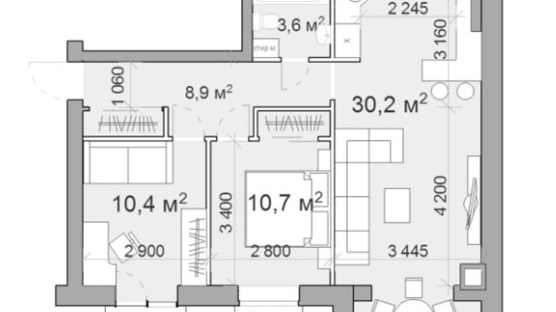 Планировка 2-комнатной квартиры в ЖК Forest hill 62.8 м², фото 508910