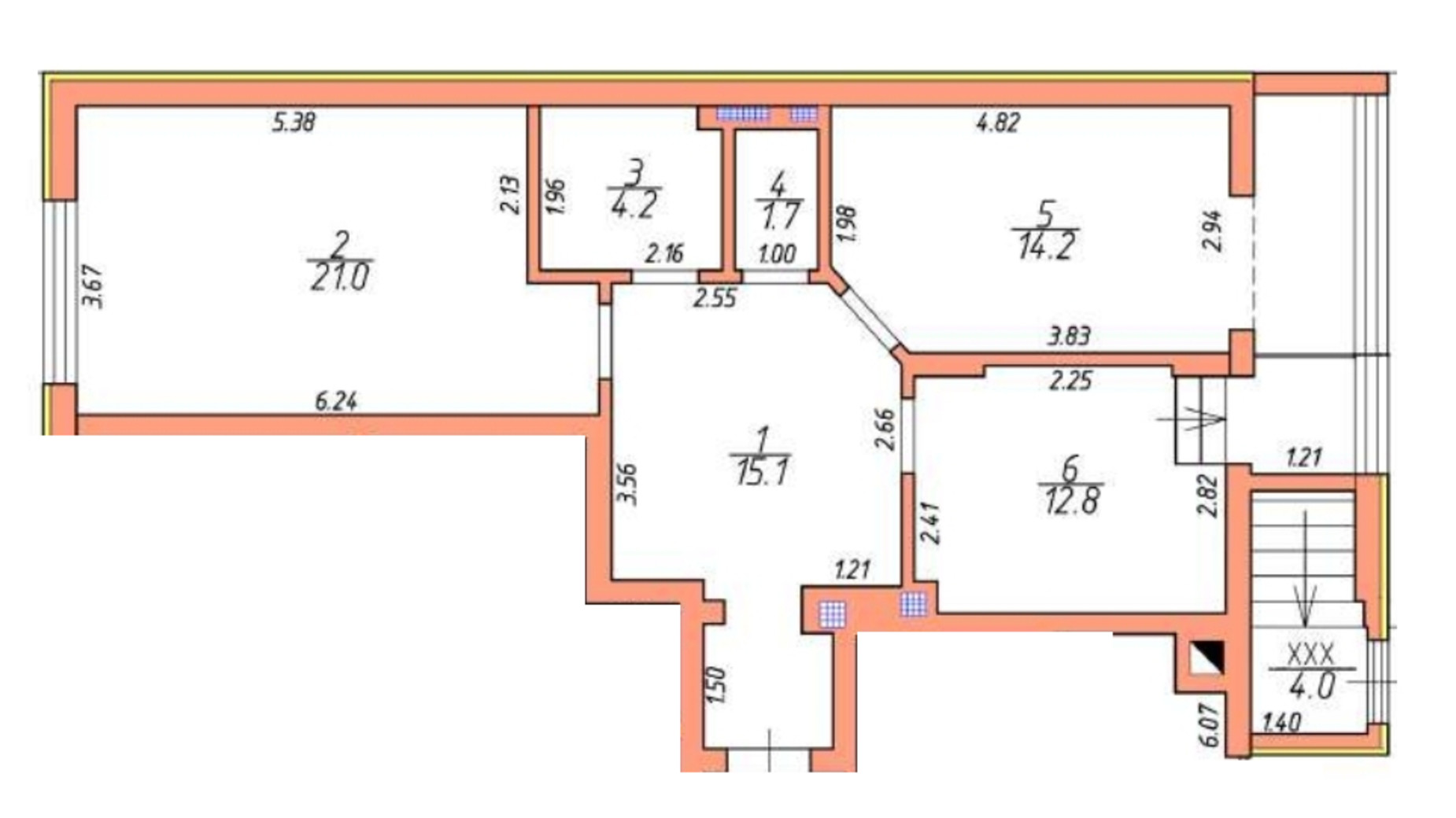 Планування 2-кімнатної квартири в ЖК Престижний 72.7 м², фото 510570