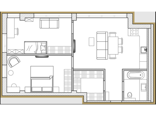 ЖК Premier Park: планування 2-кімнатної квартири 60.47 м²