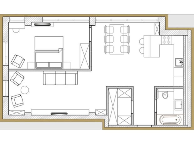 ЖК Premier Park: планировка 2-комнатной квартиры 67.86 м²