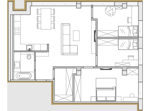 ЖК Premier Park: планировка 3-комнатной квартиры 86.17 м²