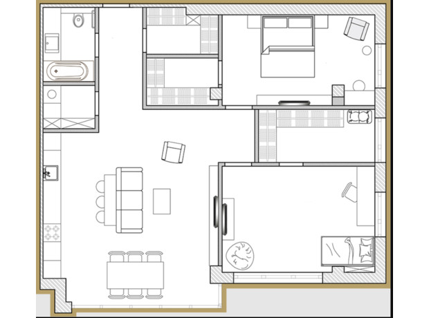 ЖК Premier Park: планування 3-кімнатної квартири 92.64 м²