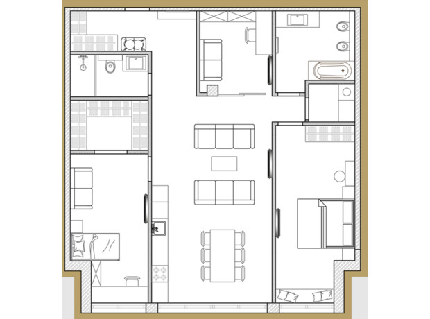 ЖК Premier Park: планировка 3-комнатной квартиры 102.36 м²