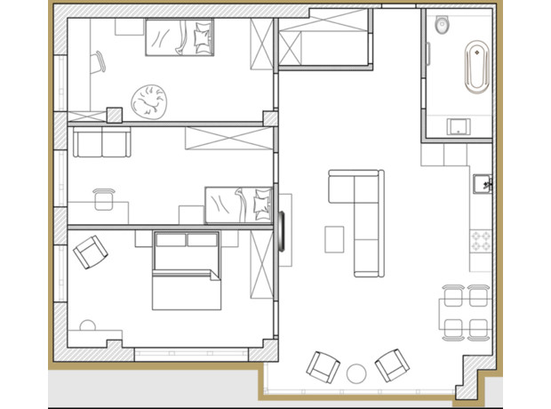 ЖК Premier Park: планування 3-кімнатної квартири 103.61 м²