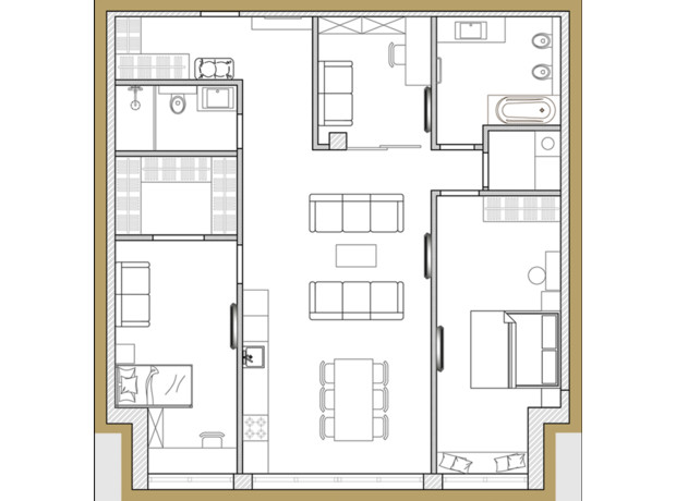 ЖК Premier Park: планировка 3-комнатной квартиры 104.8 м²