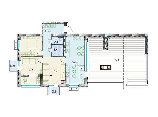 ЖК Forest hill: планування 3-кімнатної квартири 101.5 м²