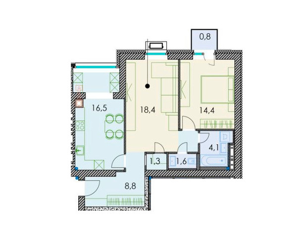 ЖК Forest hill: планировка 3-комнатной квартиры 70 м²