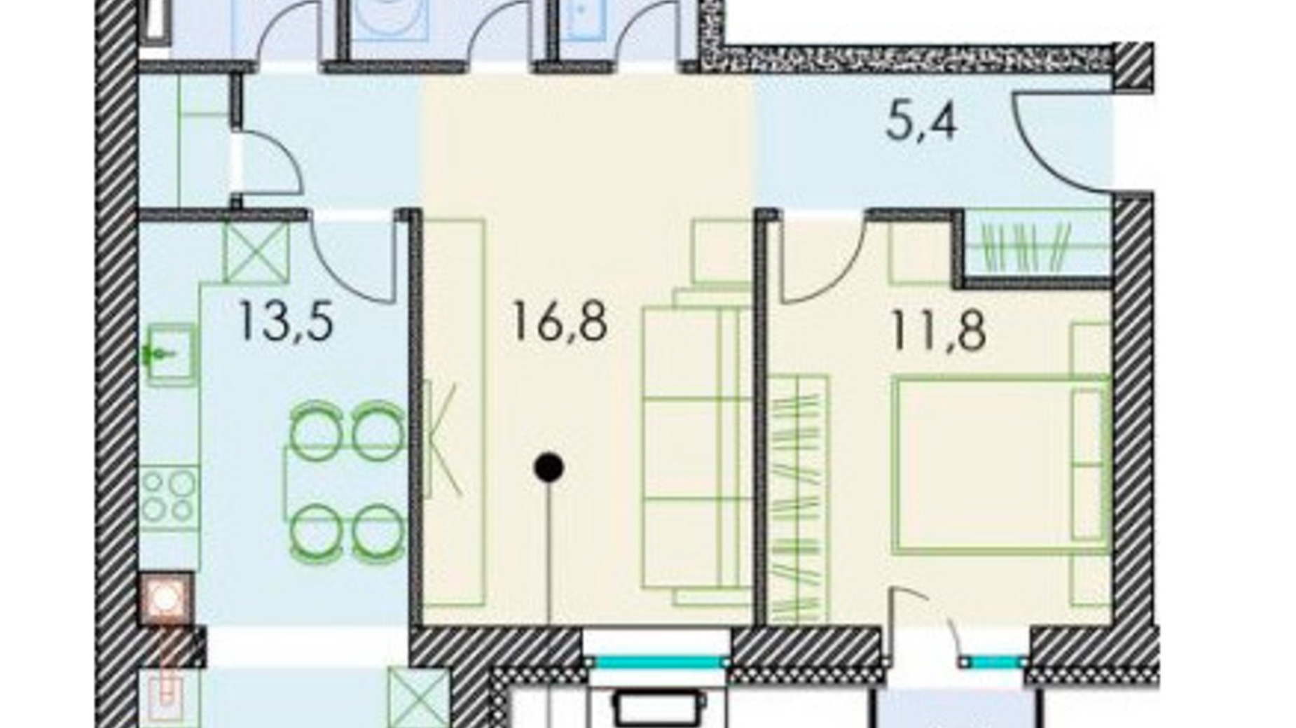 Планировка 2-комнатной квартиры в ЖК Forest hill 63.2 м², фото 511282