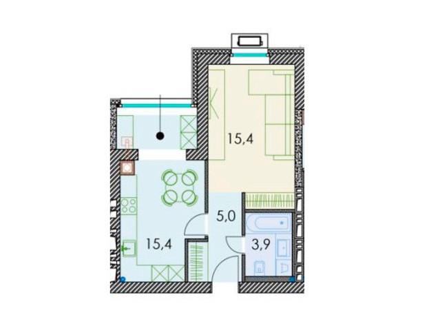 ЖК Forest hill: планировка 1-комнатной квартиры 40.7 м²