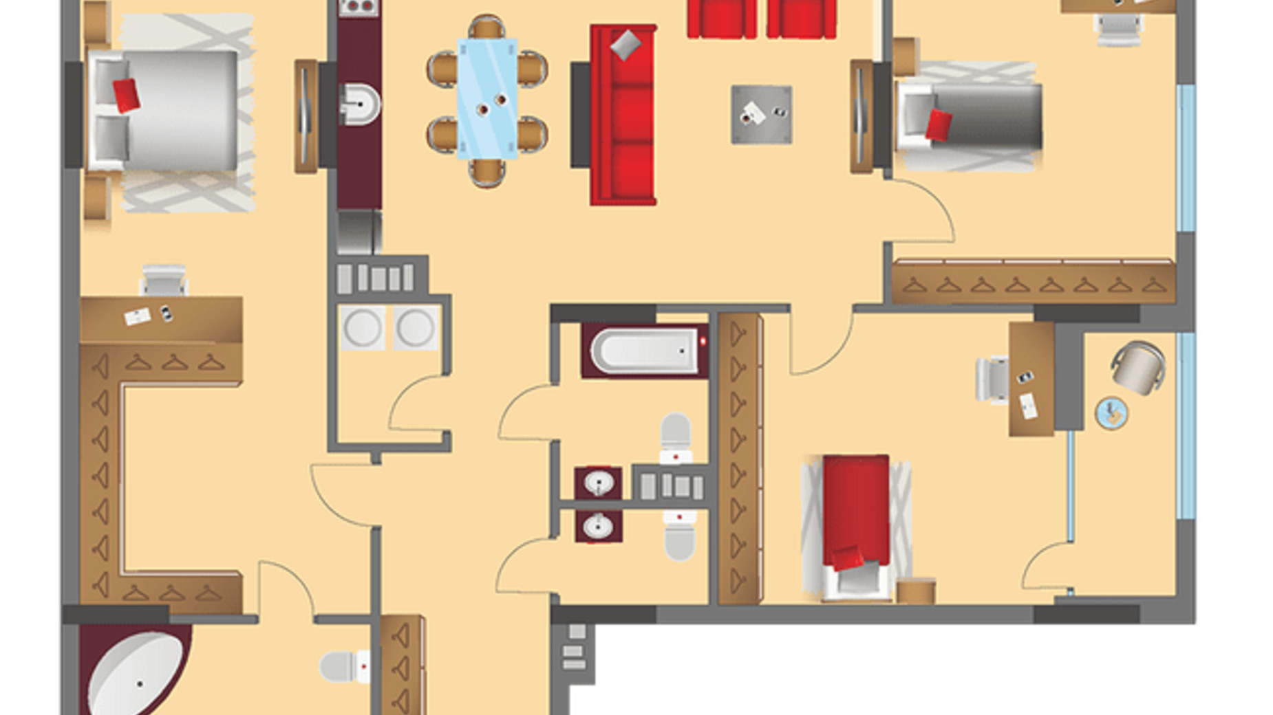 Планування 3-кімнатної квартири в ЖК Salut 127.9 м², фото 511366